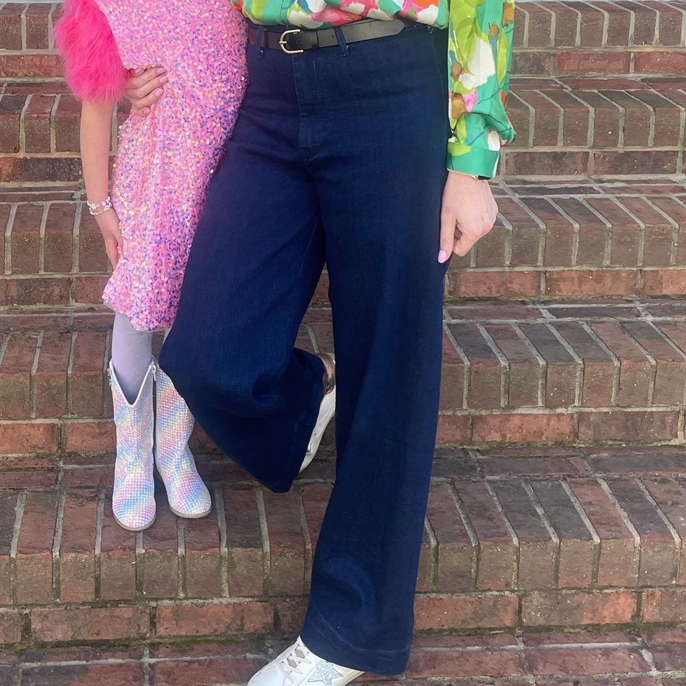 Pilcro Women’s Deep Blue Wide Leg Trouser Jeans